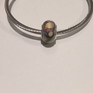 Silver‎ Black Watercolor Charm for Pandora Style Bracelet